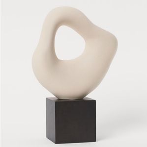 H&M Home - Large Stoneware/Wood Sculpture NWT (Asymmetric/Irregular/Modern/Cube)